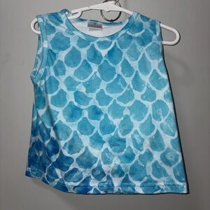 Unbranded boutique set blue mermaid tank Jean shorts sequins girls S